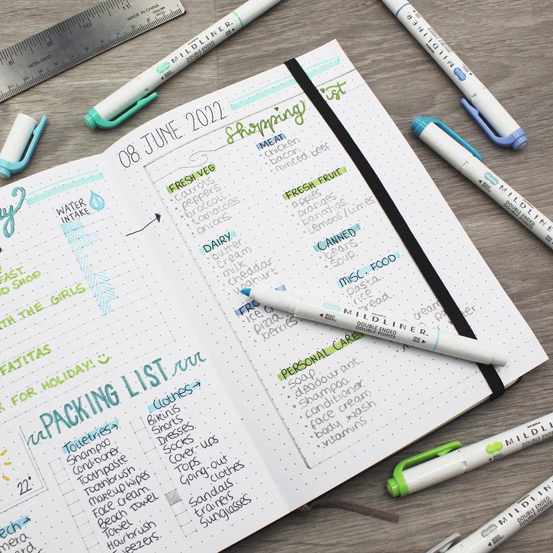 Zebra Pen Mildliner Highlighter Pens | Wallets of 5 | Brush & Fine Tips | Double Ended Markers | Ideal for Revision, Journaling, Calligraphy etc. 7