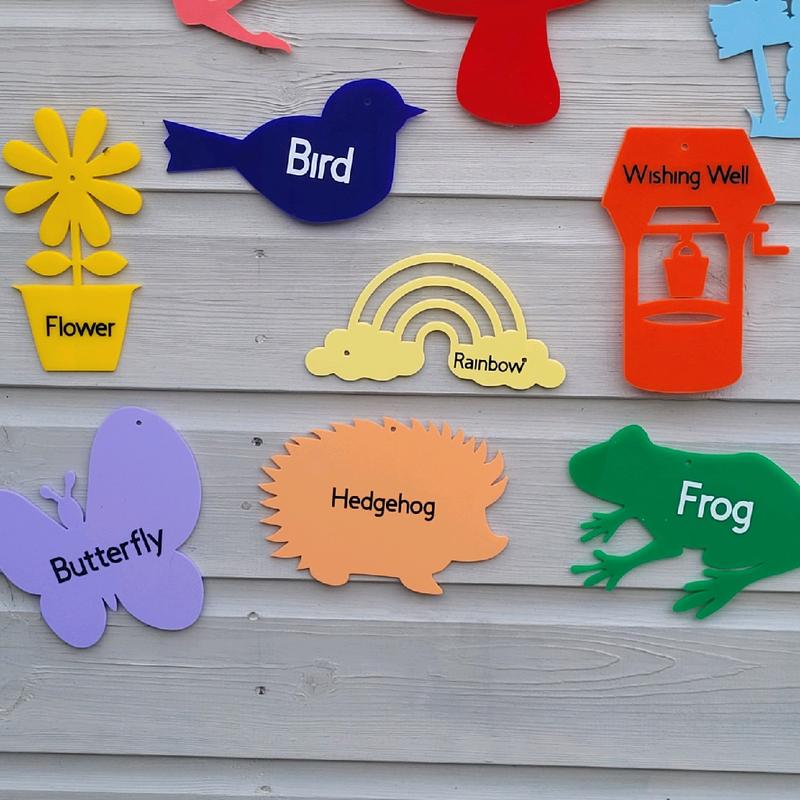 set of 14 acrylic woodland, fairy garden shapes, garden toys, decor 5