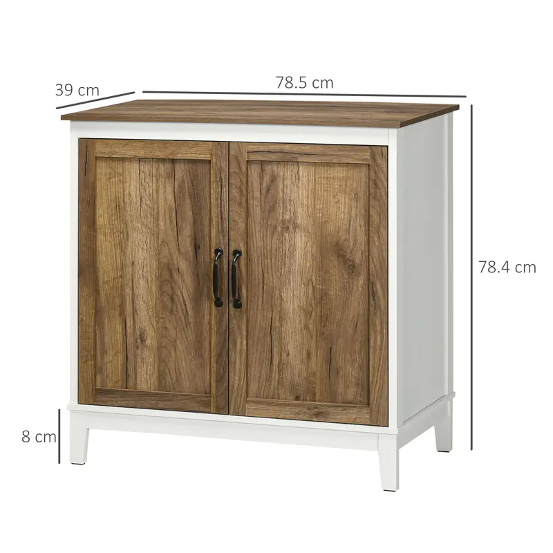 HOMCOM Farmhouse Storage Cabinet, Sideboard Storage Cupboard with Double Doors and Shelves for Kitchen, Bedroom, Living room, Distressed Wood Grain 2