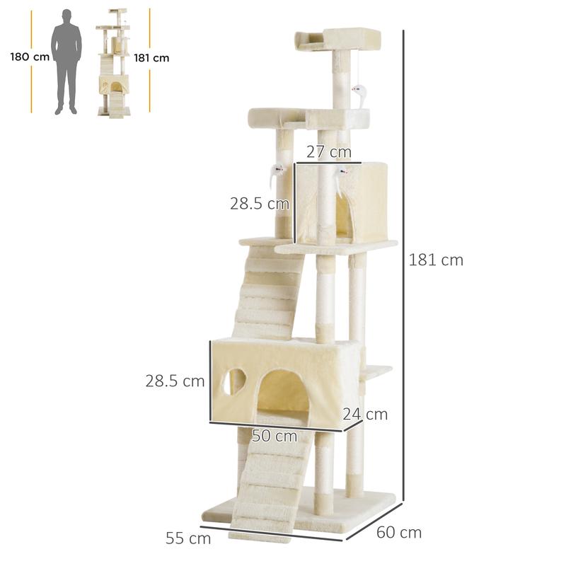 Cat Tree for Indoor Cats Play Tower Activity Center Kitten Scratch Post Climbing Tower 181 cm 2