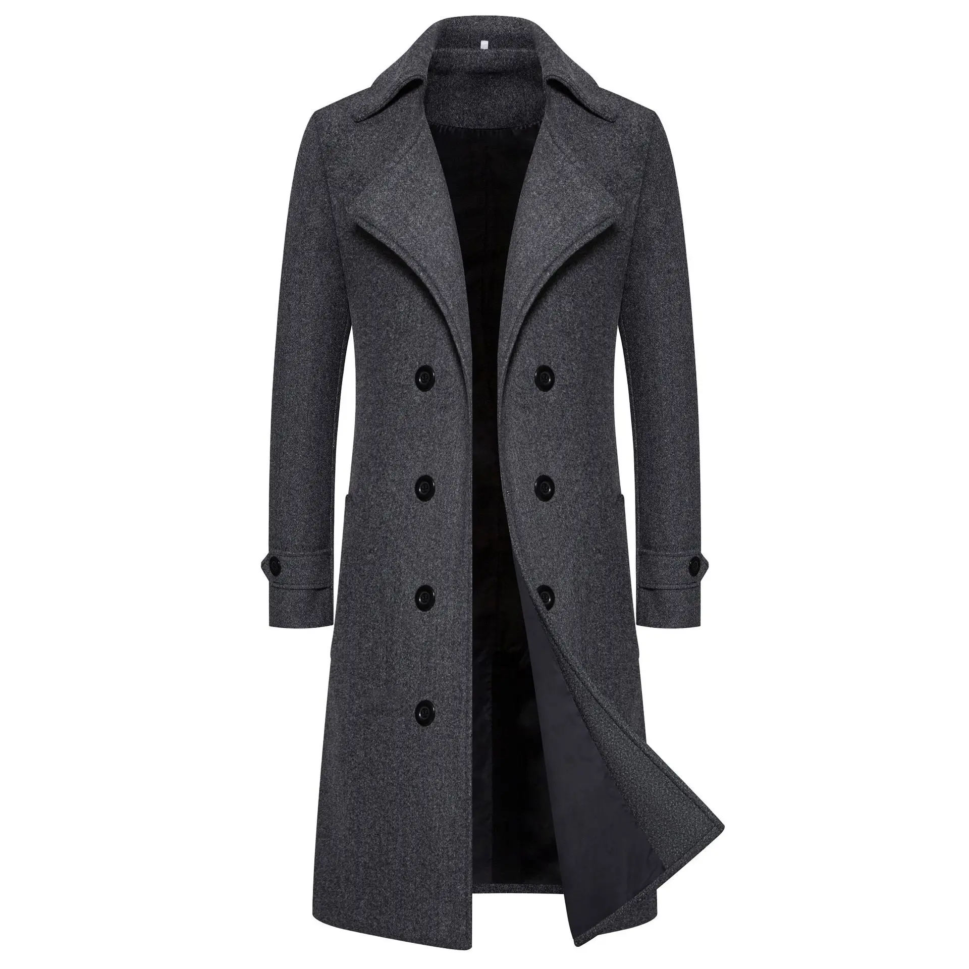 Men's slim fit solid color button trench coat: smooth fit to reflect genttanly temperament mens  jackets Casual Cotton Fashion Formal Menswear Big