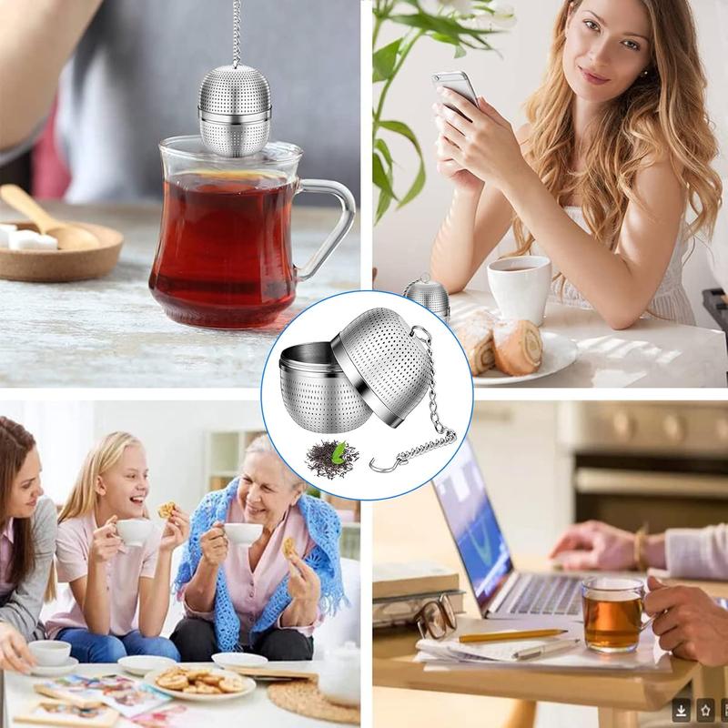 Product Introduction of Tea Infuser for Loose Tea, Stainless Steel Tea Infuser Mesh Tea and Herb Ball Strainer, Tea Ball Strainers Infuser with Drip Trays, for Loose Leaf Tea, Herbal Tea, Mugs Teapots Spice Filter Silver 8
