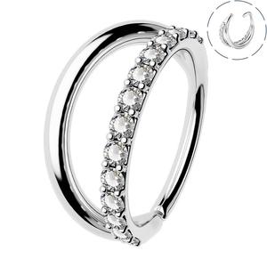 Oufer 20G Double CZ Half CZ Twisted Nose Hoop