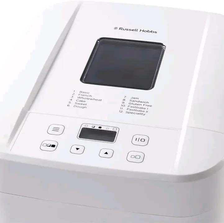 Russell Hobbs Electric Bread Maker, 12 Program Settings, Gluten-Free, 3 Crust Settings, Viewing Window, Auto Keep Warm, 550W - White 3