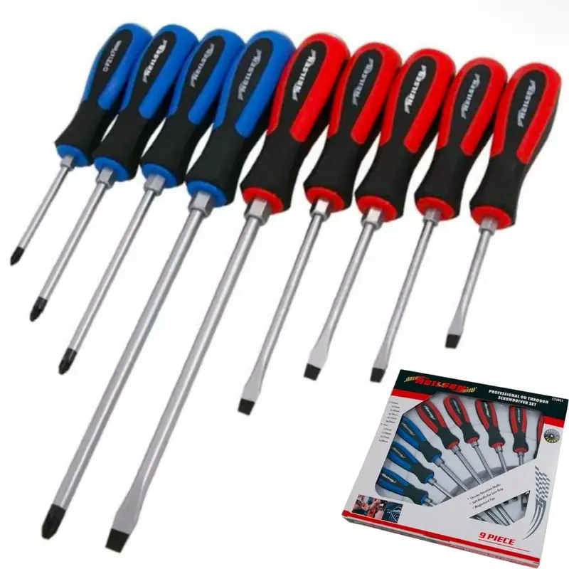 Neilsen CT4031 9pc Professional Pozi Flat Slotted Magnetic Tip Screwdriver Set 0