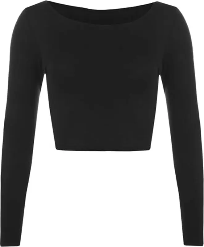 TR Traders Slim Fitted Crop Top Womens Size Small Crew Neck Open Long Sleeve UK 8-10 to 14-16 8