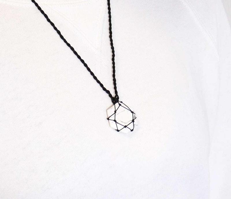 White Howlite Hexagon Pendant – Calming Gemstone Necklace 4