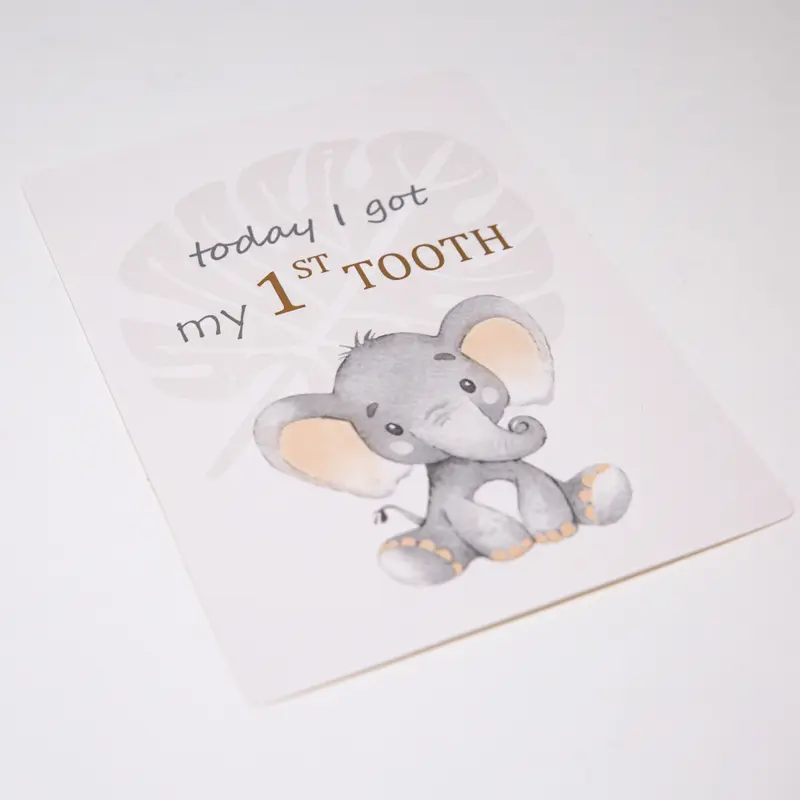 Cute Unisex Baby Elephant Grey Quirky and Fun Set of 24 Milestone Cards 2