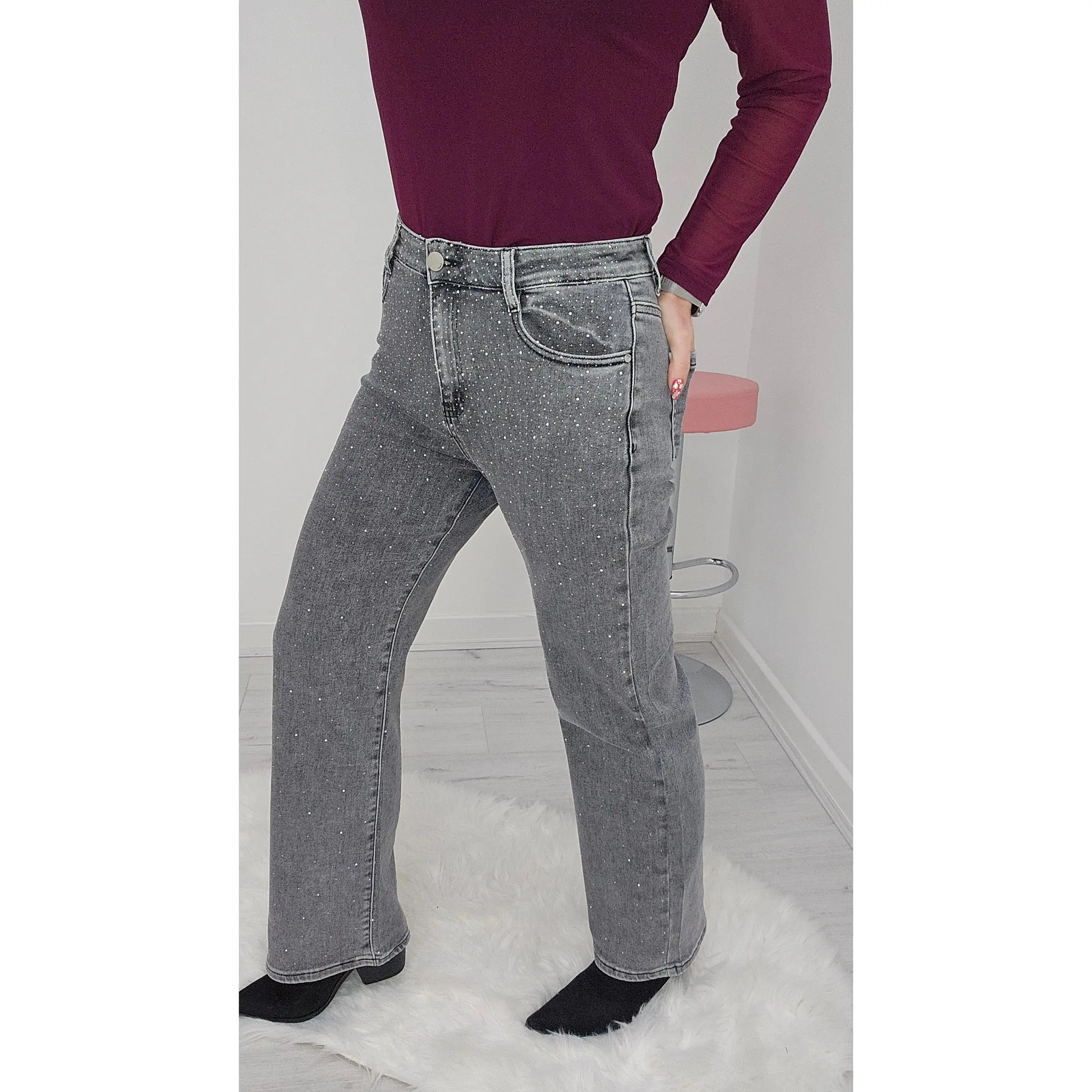 Gemma Crystal Wide Leg Jeans (G Smack) - (choose your Size)