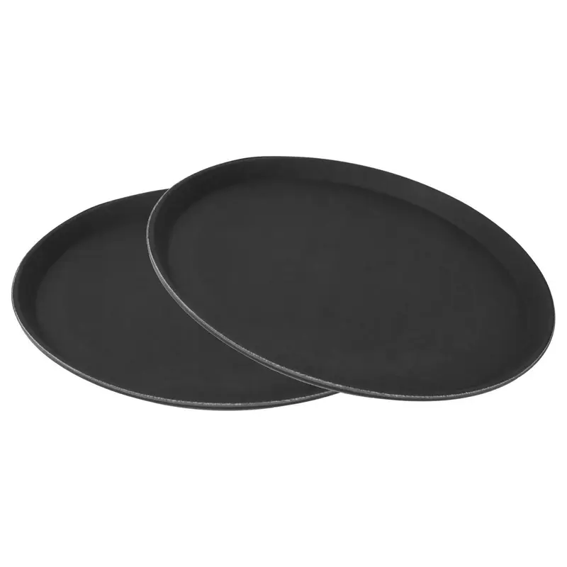 Anti-Slip Round Rubber Serving Tray Food, Drinks, Home Kitchen Bar Restaurant x2 Tableware Plates 0