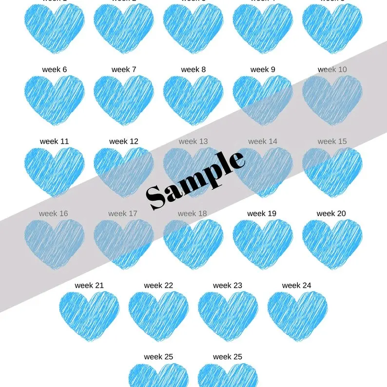 Heart 26-Week Weight Loss Tracker - Pink, Blue, and Purple - Fun and Motivating Tool for Your Fitness Journey 3