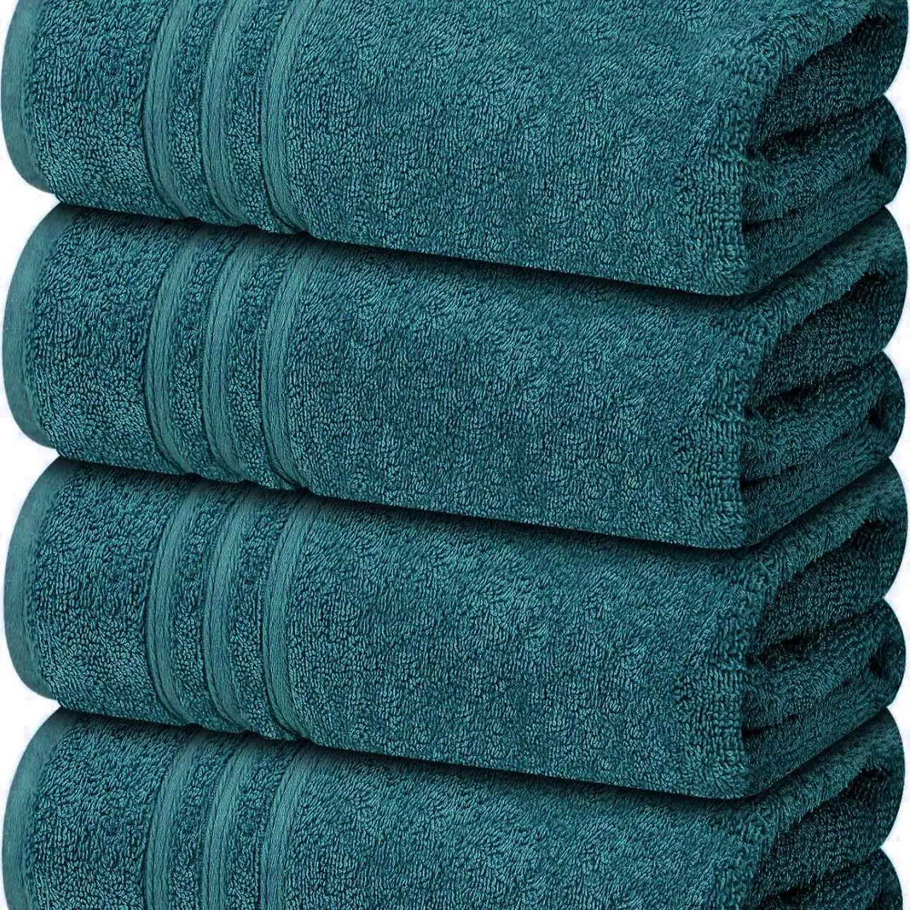 Home Essential Bath Towels - 100% Cotton, Pack of 2, 4, 6, or 8 - 70x130cm - Soft & Absorbent - Unisex - Machine Washable - Blue beach