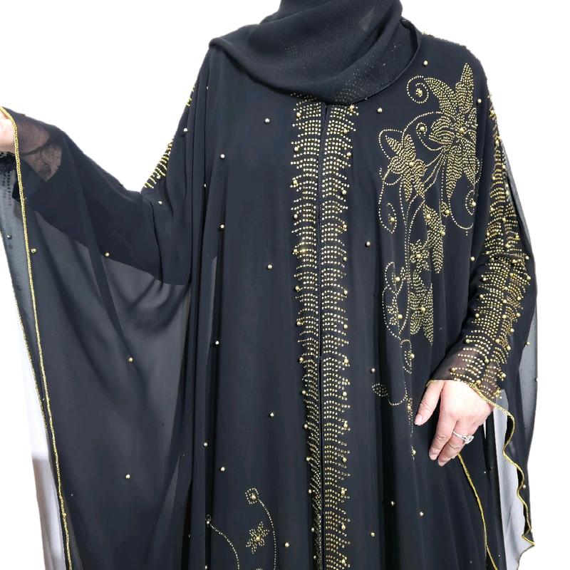 Royal Abaya - Cape Style - Black & Gold - 3 Piece Set 2