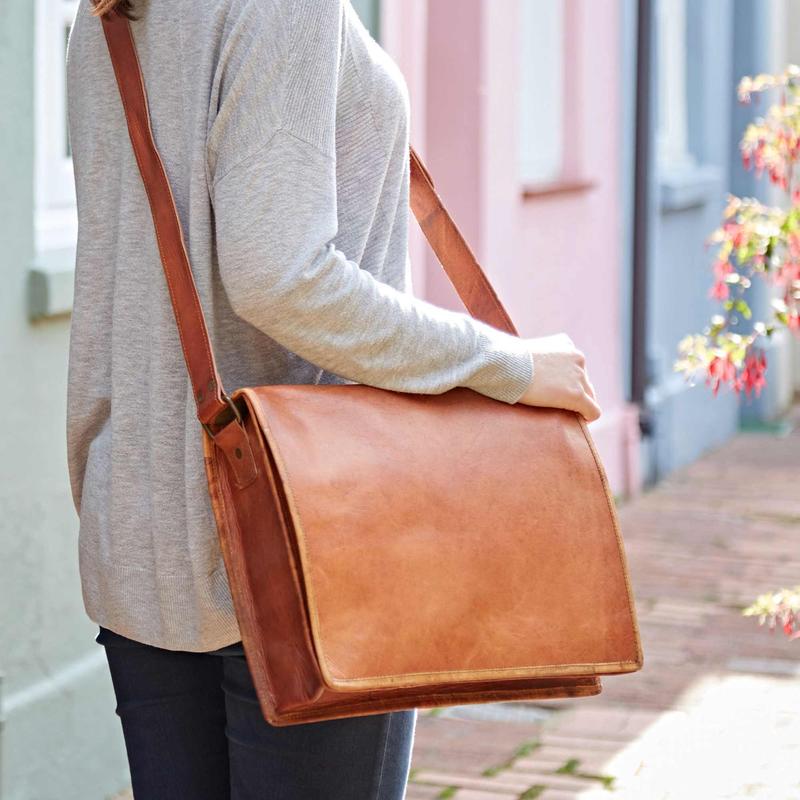 Brown Leather Messenger Bag - Commuter Bag - College Bag - Courier Bag - Traveller Bag 5