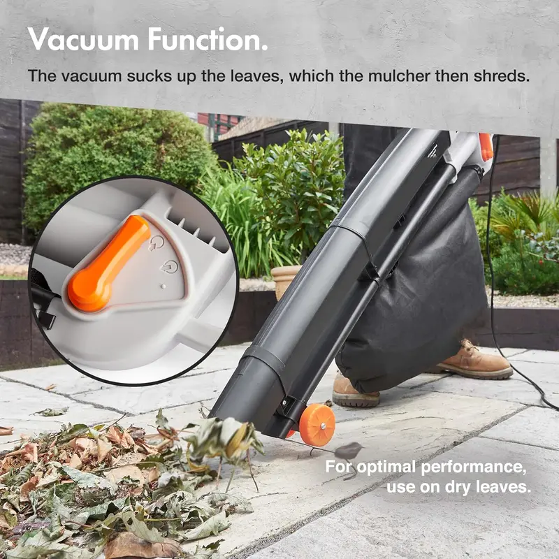 Leaf Blower and Vacuum 3000W – Corded Leaves Collector, Clear Gardens, Patios, Gutters, Driveways & More – Lightweight, 10m Cable, Shoulder Strap, Wheels, 35L Collection Bag – 3 Year Warranty.Plus A Complimentary Gift 2
