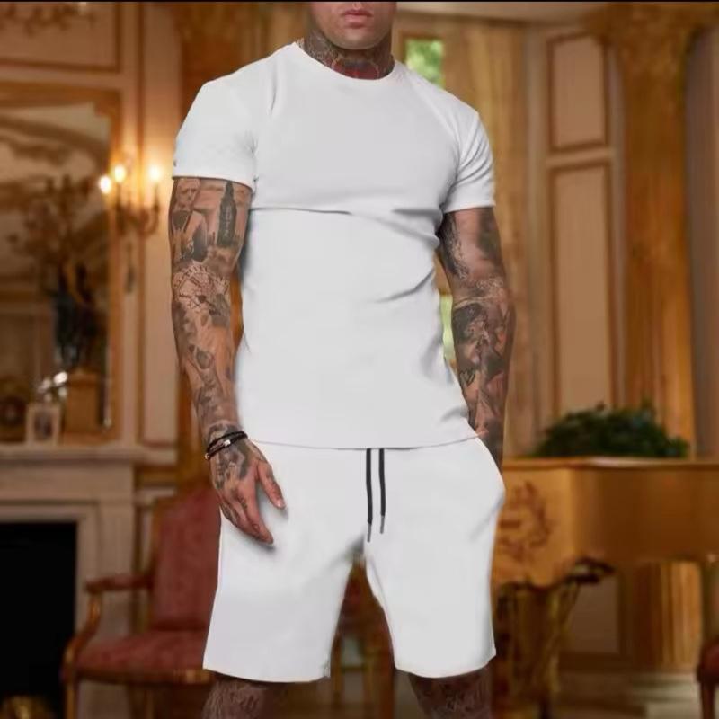 Men’s Shorts and T-Shirt Set in Over 12 Colours - Available in Multiple Colors -  Streetwear Tshirt Summer Basic Comfort, Top Breathable Clothing Fabric Menswear Outfit Day Loose Minimalist Comfortable Lightweight Outdoor Style Suit Womenswear Crewneck 5