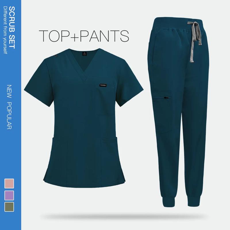 Product Introduction of Surgical Uniforms Woman Nursing Enfermeria Sets Top Pant Articles Medical Uniform Scrubs Clinical Beauty Salon hospital Suits 5