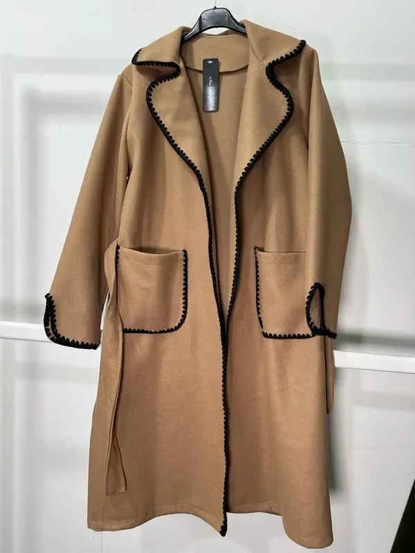 Ladies Women Long Coat With Belt trench style Casual Womenswear Comfort Outerwear Long Sleeve Longsleeves Lady Tops 4