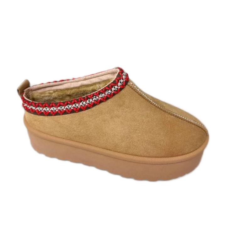 Autumn Winter Warm Suede Braided Outdoor Slippers Fashion Genuine Leather Fluffy Fur Lining Shoes for Autumn Winter Flat Sole and Platform Sole 2 Styles Optional Women's Autumn Winter Warm Suede Braided Outdoor Slippers with Fluffy Fur Lining - Girl gift 7