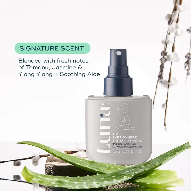 LUNA DAILY THE EVERYWHERE SPRAY-TO-WIPE ORIGINAL 100ML Cleanser Cleansing Coconut Facial Comfort Skin Repair Jasmine Vitamins Skincare Aloe Chamomile 2