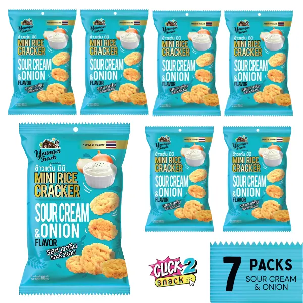 Younger Farm 7-Pack Mini Rice Crackers Snack Crispy crisps 60G X 7 - Made from 100% Thai Sticky Rice, Gluten Free, Halal Certified 2