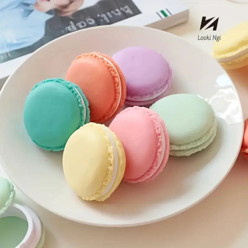 6pcs Macaroon Shape Jewelry Storage Box, Cute Portable Macaroons Jewelry Box Pill Box For Jewelry Small Items Storage (one In Each Color)-Looki Ngi