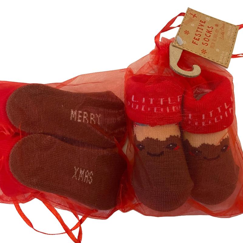 Christmas Design Baby Socks In Organza Bag 3