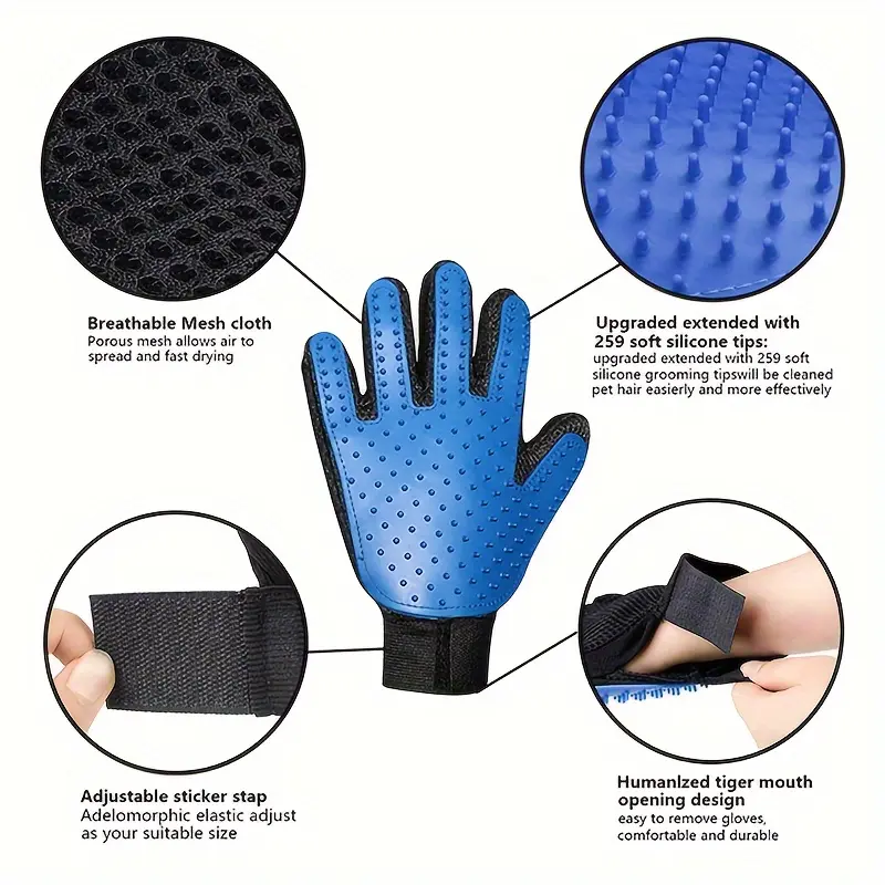 Des Shedding Pet Grooming Glove - Combs for Gentle Cat and Dog Hair Removal - Soft Brush Massages and Stimulates Blood Circulation, Easy to Use and Clean, Perfect for Pet Owners 5