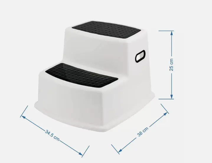 Double Step Stool Non Slip 2 Step Stool Potty Training Bathroom Kitchen Black 3