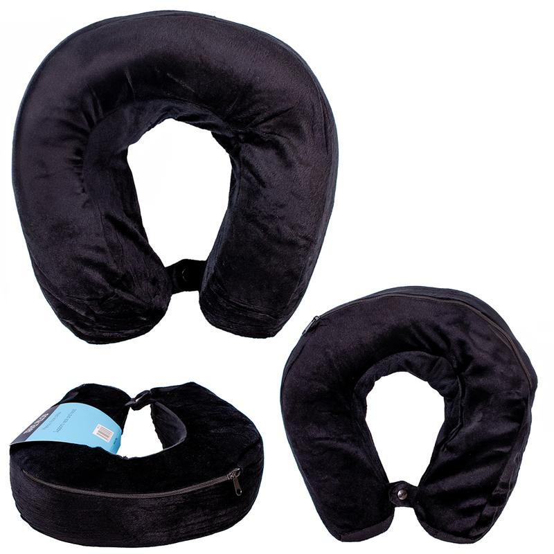 Ergonomic Travel Neck Pillow - Soft Memory Foam, Portable U-Shape Design with Snap Closure, Lightweight for Airplane, Car, & Home - Available in Black, Red, Blue, and Gray 2