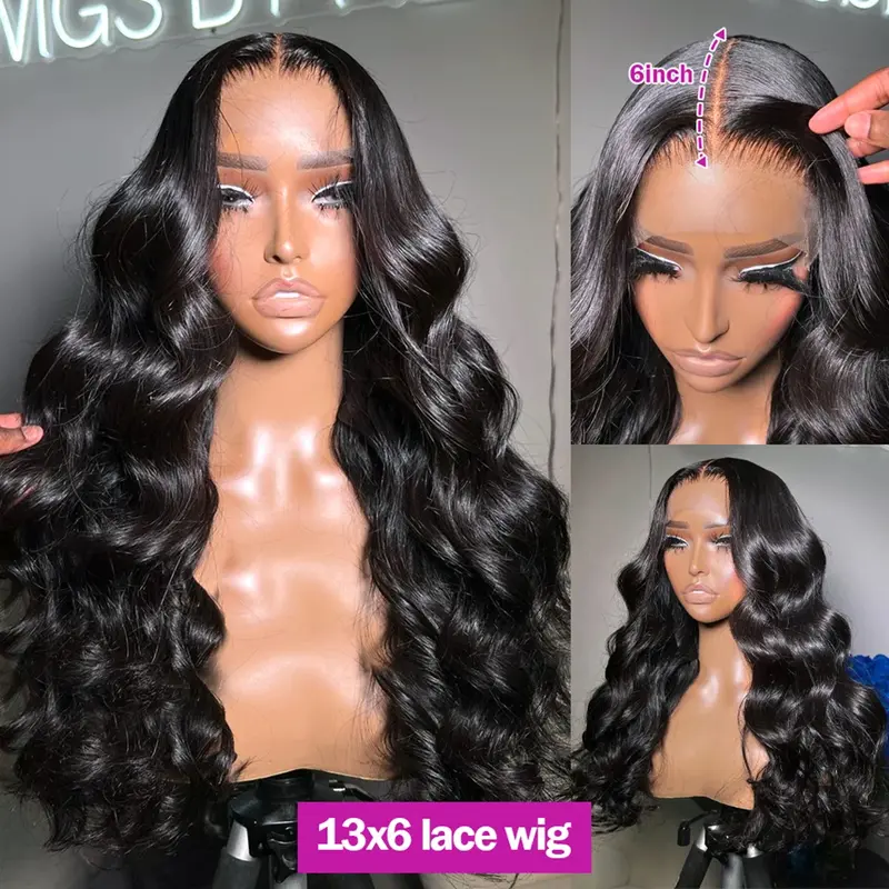 Bling Hair Glueless Lace Closure Body Wave Wigs With Baby Hair For Women Brazilian Human Hair 180% 13x4 13X6 Wig HD Transparent Lace Front Wig 4