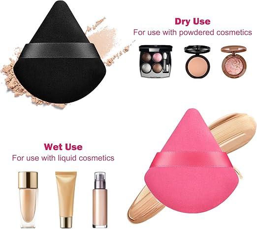 Powder Puff, 4 Pcs Triangle Powder Puffs for Pressed Powder, Velvet Setting Makeup Puff Powder Sponge with Strap, Reusable Wet Dry Dual-use Face Make Up Cosmetics Cleansing Beauty Make-up Puff Visit the HEYMKGO Stor 1