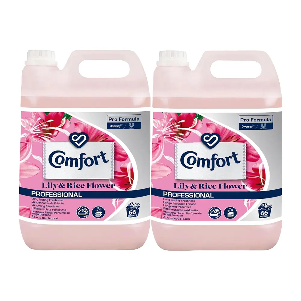 2 X 5L Comfort Professional Lilly & Riceflower Fabric Softener-Long Lasting Floral Freshness-66 Wash