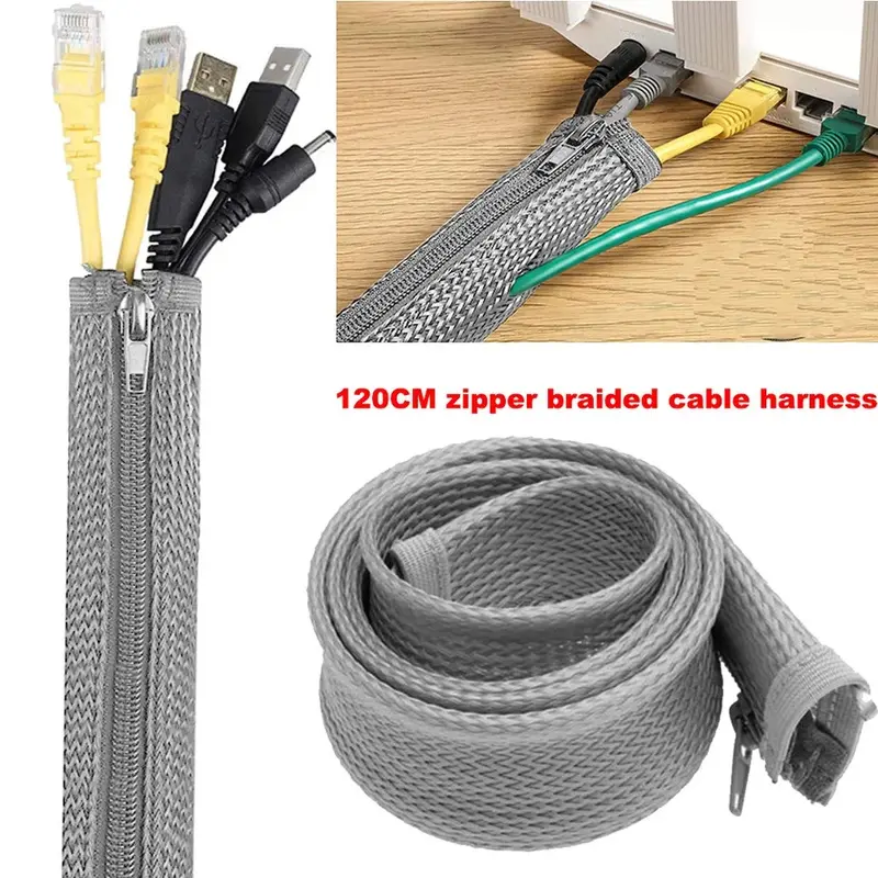 Cable PC TV Wire Organising Wrap Weave Office Home Cable Binding Leads 8
