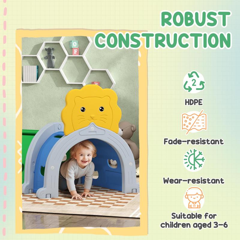 AIYAPLAY Kids Tunnel, Play Tunnel for Kids 3-6 Years Crawl and Climb, Lion Design Toddler Baby Tunnel, Kids Playground for Indoor Outdoor, Multicoloured 2
