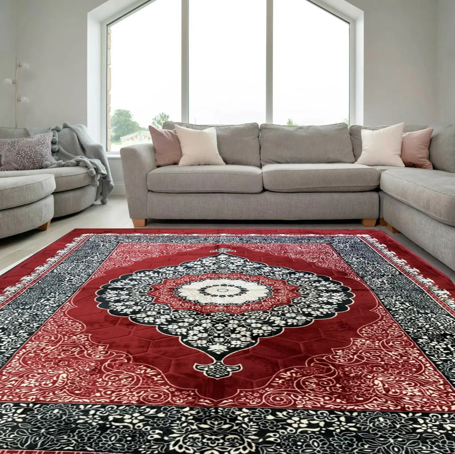 Elegant Large Greek Turkish Style Non-Slip Rug for Living Room Floor & Hallway, 200x300cm