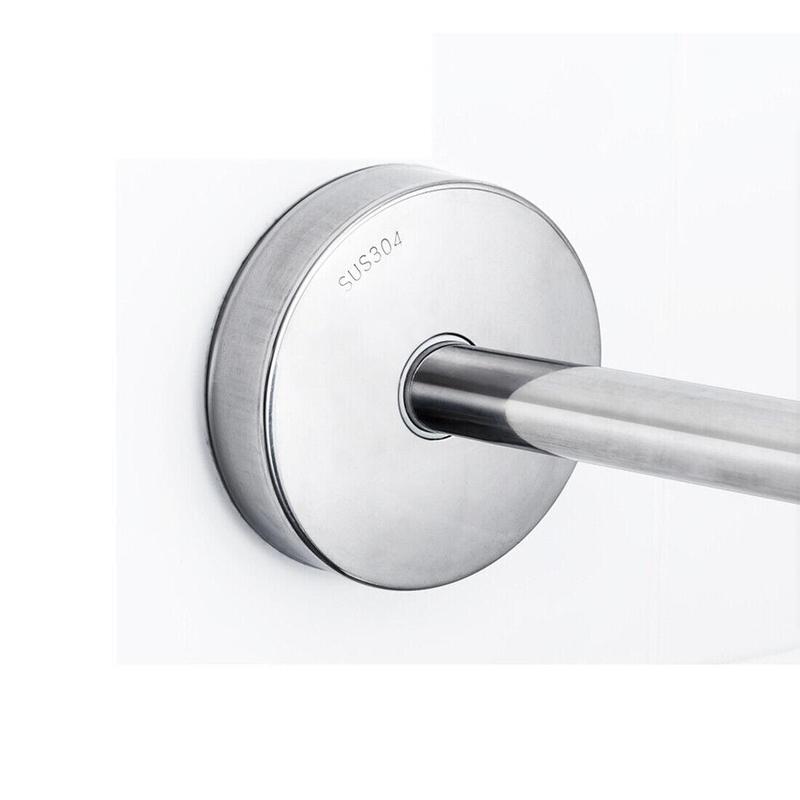 Stretchable Stainless L Shaped Pole Bathroom Corner Shower Curtain Rail Rack Rod Set Steel Installation Adjustable 6