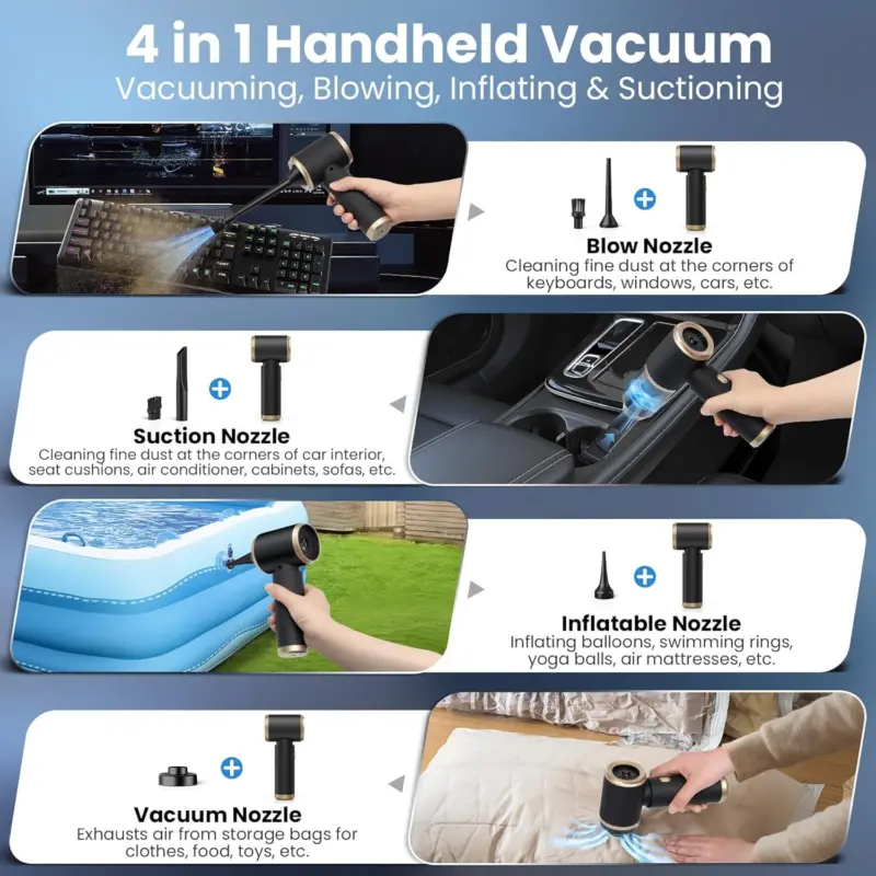 Wireless Car Vacuum Cleaner Handheld Vaccum Powerful Suction USB Rechargeable 6