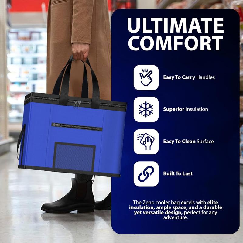 ZENO Cooler Bag | 28L Cool Bag Box | Thermal Food Delivery Bag | Large Insulated Picnic Lunch Bag | Cool Box | Grocery Shopping Bags | Cooling Bag for Camping BBQ Shopping Fishing Family Outdoor 2