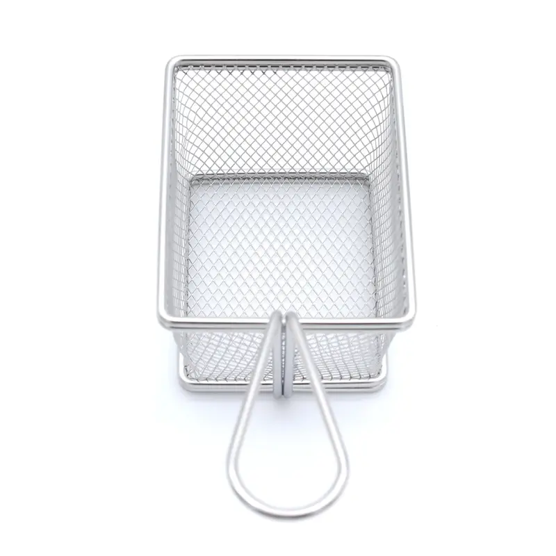 Buckingham Mini Serving Basket Rectangular for Fries Nuts Tenders Appetiser Stainless Steel Kitchen Organiser for Snacks, Sides, and Table Presentation 0