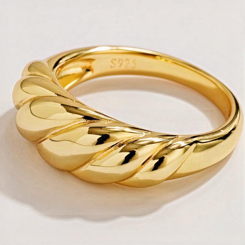 Croissant Dome Twisted Statement Ring in 18K Gold on Sterling Silver - Handcrafted Ethically 4