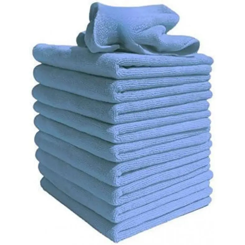 Microfibre Cleaning Cloth, Blue, Pack of 10, Large Size: 40x40cm.Super Soft Premium Streak Free Washable Cloth Duster for Kitchen, Bathrooms, Surfaces, Mirrors, Car, Motorbike Microfiber Absorbent Industrial Towels 0
