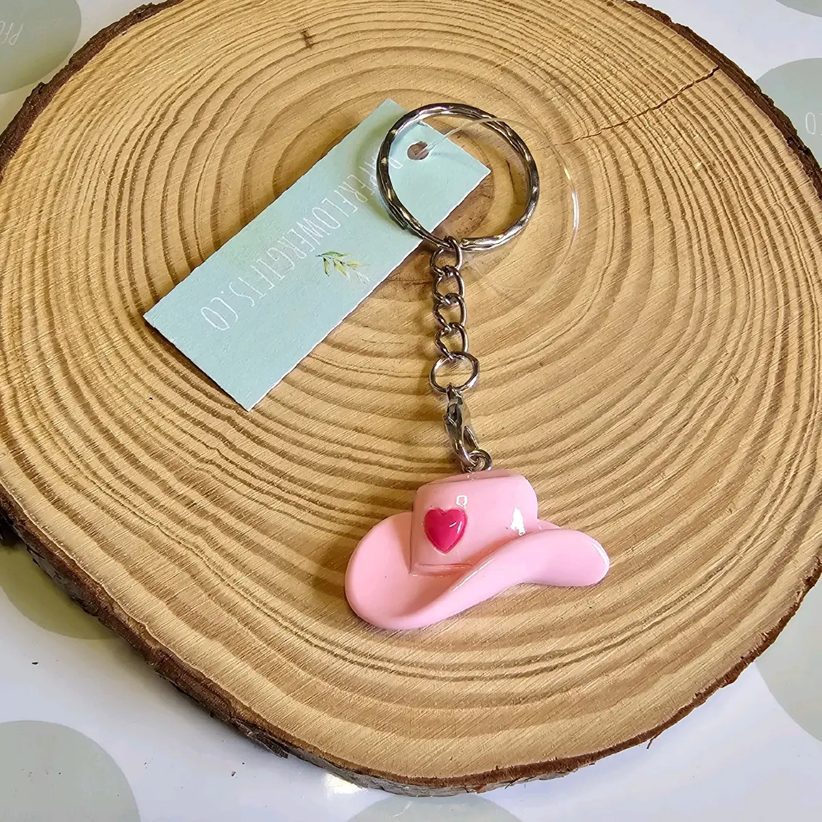 pink cowgirl hat key rings