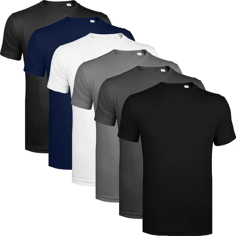 6 Pack Mens T-Shirt Short Sleeve Shirt Crew Neck Plain Assorted 100% Cotton Top Menswear Set oversized  shirt  women 4