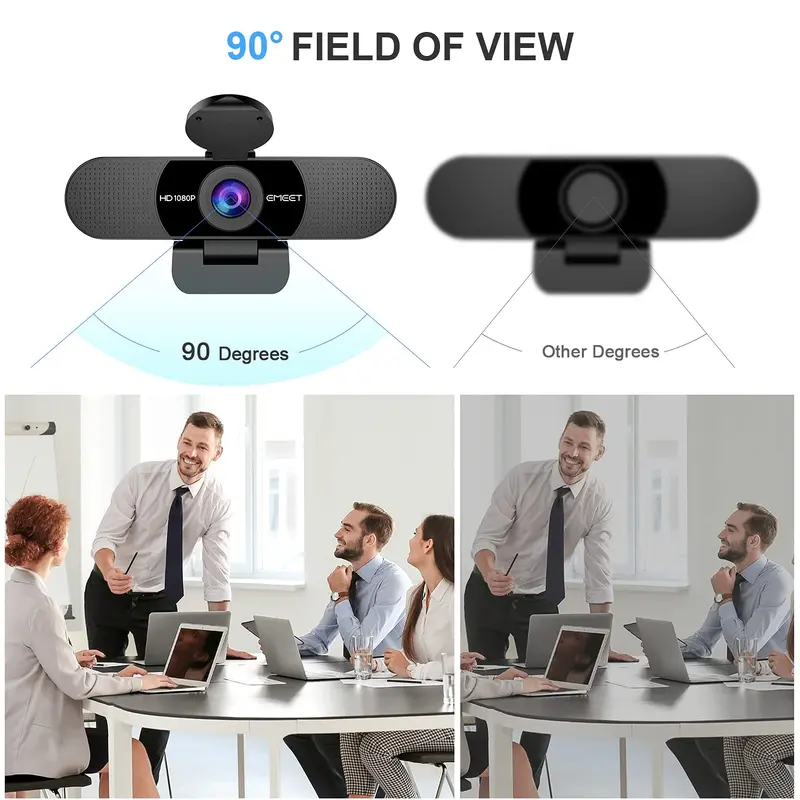 1080P Webcam for PC, EMEET C960 2K 4K Webcam with Microphone, 2 Mics Web Camera, 90°View Streaming Webcam, Plug and Play USB Webcam for Laptop/Desktop, Online Calling/Conference 6