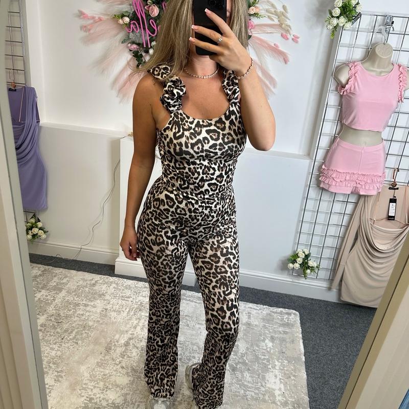 Frilled Leopard Print Flared Lounge Set 6