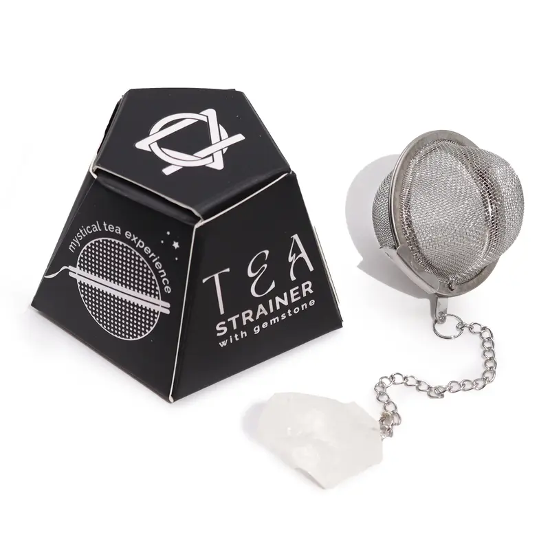 Raw Crystal Gemstone Tea Strainer with Rock Quartz for BALANCE 0