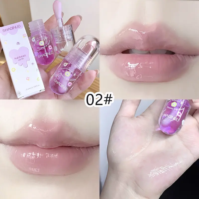 New Style 1pc Hydrating Fruit-Infused Lip Oil - Jelly Lip Gloss with Shimmer Finish, Lightens Fine Lines, for All Skin Types Valentine's Day Gift, Birthday Gift 7