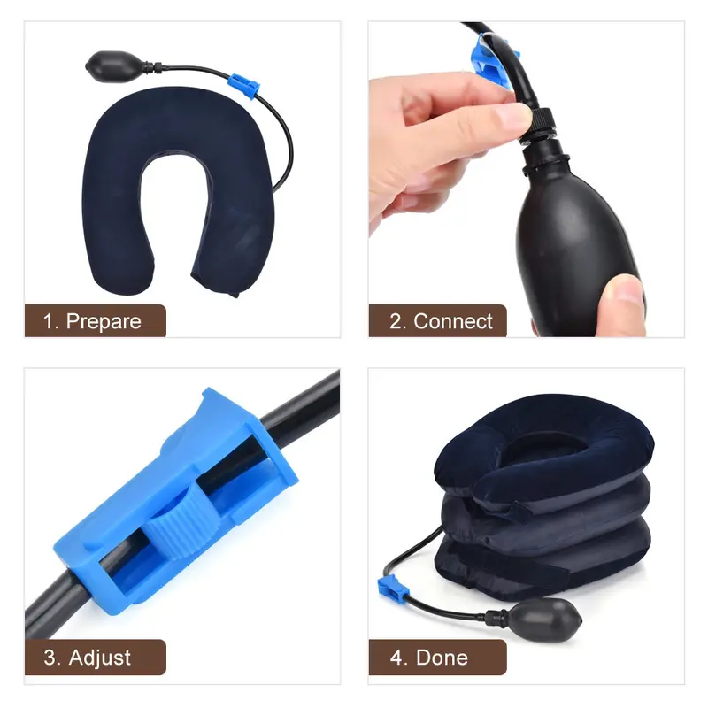 UK Neck Cervical Head Stretcher Pain Traction Support Brace Inflatable with Air Pump 1