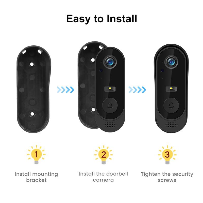 Wi-Fi Smart Video doorbell Phone Security Camera  Wireless with Motion Detection, Night Vision, Cloud Storage, Two Way Audio, Chime Ringer Included ，IP65 Waterproof 7